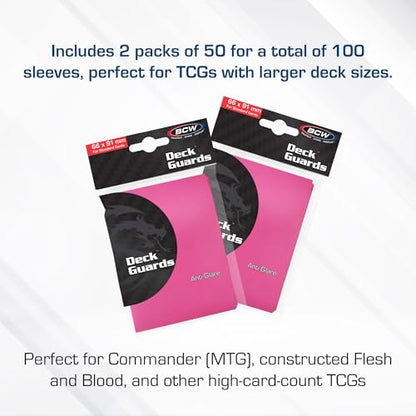 BCW Deck Guard - Double Matte Pink Card Sleeves | Acid-Free, Archival-Safe, No PVC | Anti-Glare Matte Finish | Fits Standard 2½" x 3½" Game Cards | Durable Deck Protector Sleeves | 100 Ct - color: Pink