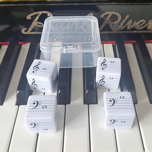 4Pcs Fun Five-Line Staff Music Note Dice, Large 25mm Music Theory Dice, Includes Two High-Pitched Symbols and Two Low-Pitched Symbols for Theory Learning - color: Music Dice-4 Pcs