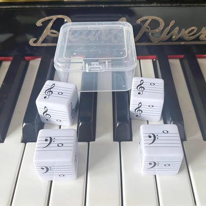 4Pcs Fun Five-Line Staff Music Note Dice, Large 25mm Music Theory Dice, Includes Two High-Pitched Symbols and Two Low-Pitched Symbols for Theory Learning - color: Music Dice-4 Pcs