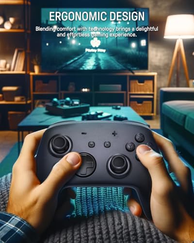 Switch 2 Pro Controller One-Key Wake Up for Switch2/OLED,Firefly Switch Wireless Controller with Hall Effect Joysticks, NFC Function, Black Bluetooth Remote Control with 7 LED/Paddle/Turbo/Motion - color: Black