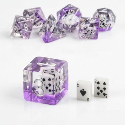 DNDND Poker Polyhedral Dice Set - 7PCS Transparent DND Dice with Playing Card Inserts for RPG - color: Poker