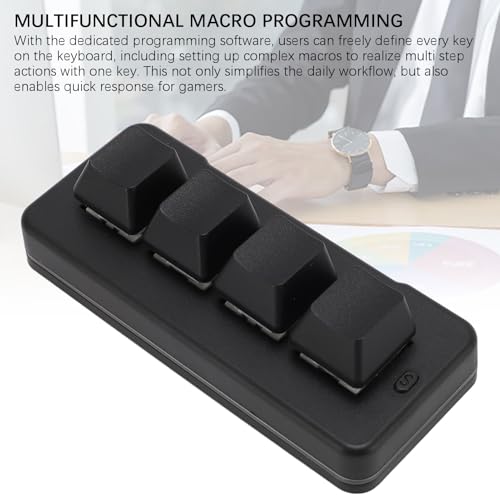 Mini 4 Key Keypad Mechanical Gaming Keyboard, RGB Blue Switch 4 Key Macro USB Keypad, 2.4G One Handed Mini Programmable Keyboard