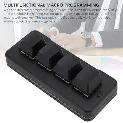 Mini 4 Key Keypad Mechanical Gaming Keyboard, RGB Blue Switch 4 Key Macro USB Keypad, 2.4G One Handed Mini Programmable Keyboard