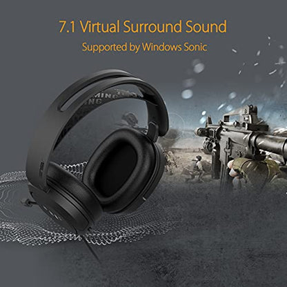 ASUS TUF Gaming H1 게이밍 헤드셋 유선, 디스코드 인증 마이크 - 블랙 | 7.1 서라운드 사운드, 40mm 드라이버, 3.5mm, 경량, PC, 스위치, PS4, PS5, Xbox One, Xbox 시리즈 X/S 및 모바일 장치용