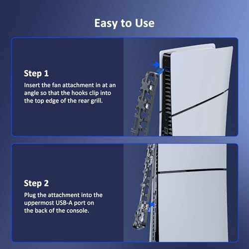 NexiGo PS5 Accessories Essential Kit, PS5 Slim Accessories Horizontal Stand (White), [Minimalist Design], Silent Enhanced Cooling Fan with Adjustable Speed, with USB 3.0 Port - for New PS5 Slim