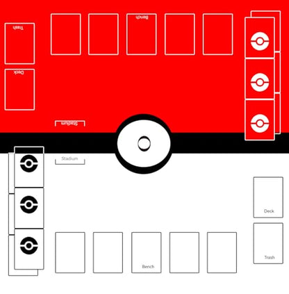 24" Playmat for Game Cards, 2 Player Gaming Mat Trading Card Game Stadium with Playmat Bag(Multi THK 2mm) - color: Red/White