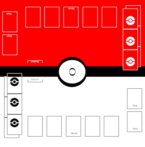 24" Playmat for Game Cards, 2 Player Gaming Mat Trading Card Game Stadium with Playmat Bag(Multi THK 2mm) - color: Red/White