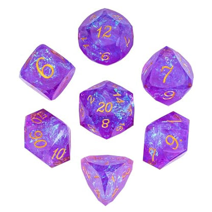 7PCS DND Dice Set,Transparent Sharp Edge Dice Set D&D RPG Polyhedral Die,for Dungeons and Dragons TTRPG Games Roleplaying Game,with Gift Box(Galaxy Purple) - color: Galaxy Purple