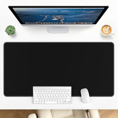 Large Gaming Mouse Pad, XL Desk Protector, Non-Slip Base | 31.5x15.7 in Extended Desk Mat with Stitched Edges for Keyboard, Work, Game, Office, Home PC and Laptop - color: Black