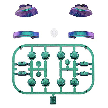 eXtremeRate Green Purple Chameleon Glossy Replacement ABXY Direction Keys SR SL L R ZR ZL Trigger Buttons and Springs, Full Set Buttons with Tools for Nintendo Switch Joycon & Switch OLED Joy con - color: Chameleon Green Purple