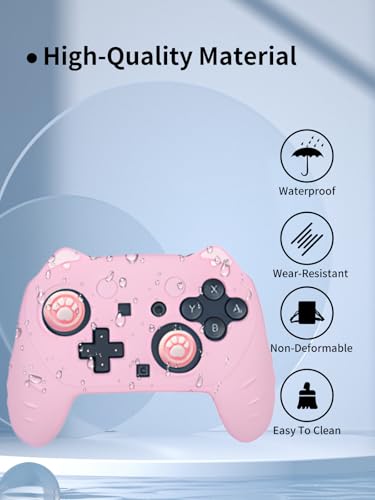 Case for Nintendo Switch 2 Pro Controller,UYRUREL Premium Sillence Material,Shock-Absorbing and Anti Drop Protection Soft Shell,with Stickers and Thumb Grips,Pink. - color: Pink