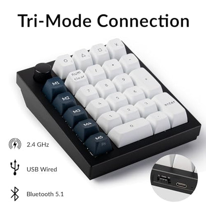Keychron Q0 Max Wireless Custom Mechanical Numpad, 2.4 GHz/Bluetooth 5.1/Wired QMK Number Pad, RGB Hot-Swappable with Gateron Banana Switch for Laptop Mac Windows Linux - Black - color: Gateron Jupiter Banana Switch-Black
