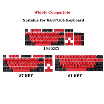 (keycap only) PBT keycap, 104-key Customization, 60% Backlight with Key Puller OEM Configuration American Layout, Suitable for 61/87/104 Mechanical Keyboard (Red+Black) - color: Red+Black