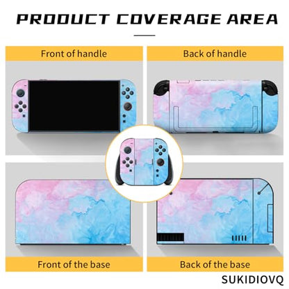 for Nintendo Switch 2 Skin Wrap Cover Decal Sticker Wrap Vinyl Mixed-Color Pattern (Blue-Pink) - color: Blue-Pink