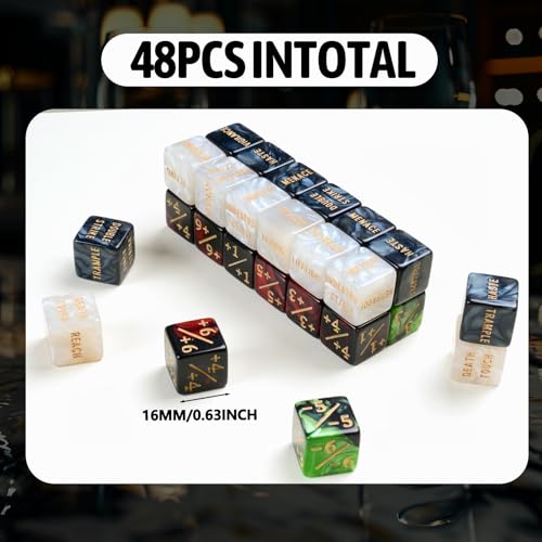 48 Pieces MTG Counter Token Dice Counters Keyword Counters Life Counter Tokens Dice Buff Tokens Compatible with Magic Card Game Accessories CCG Creature Stats (Green&red)