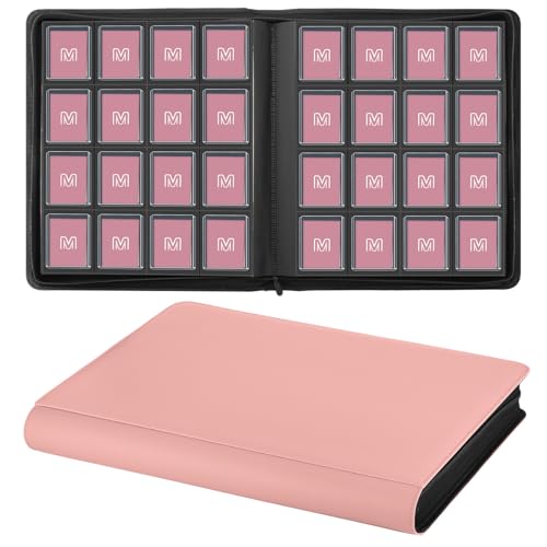 16 Pocket Toploader Binder,Holds 640 TopLoaders (16 Pink) | Top Loader Binder for 3" x 4"Rigid Cards,Sleeves Card Collection Binder,20 Double Sided Pages with Trading & Sports Holder - color: 16Pink