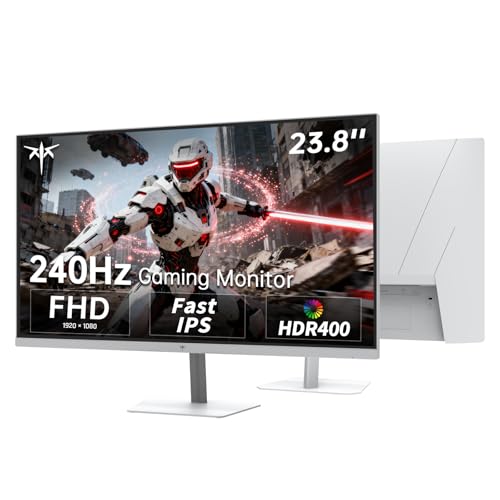 KTC 24 Inch 240Hz Gaming Monitor, FHD PC Computer Monitor, White, H24F7 | Fast IPS Panel, HDR400, 1ms Adaptive Sync 1080P, 116% sRGB, HDMI/DP/USB2.0 Port, Tilt Adjustment, VESA, Eye Care - color: White, size: 23.8 inch