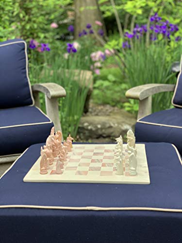 Global Crafts Maasai Tribe Soapstone Chess Set - Hand Carved Chess Board - Ages 6+ - size: 14 Inch