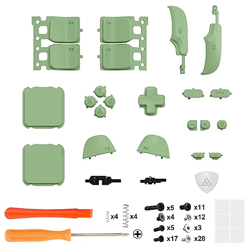 eXtremeRate Matcha Green Replacement Full Set Buttons for Steam Deck, DIY Custom ABXY D-pad Trackpad Bumpers Triggers Buttons and Screwdriver Tool for Steam Deck LCD Handheld Console - Console Without - color: Matcha Green