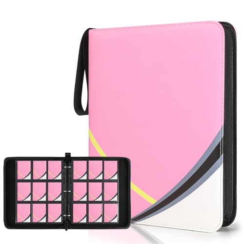 9 Pocket Card Binder for Pokemon Card, 720 Pockets Card Binder Holder with 40 Removable Sleeves, 3-Ring Zip Design Trading Card Albums for MTG/TCG/Sport Collectible Gifts for Boys and Girls (Pink) - color: PINK