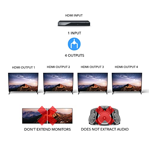 OREI UltraHD 4K HDMI @ 60 Hz 1x4 HDMI Splitter – HDMI Splitter 1 in 4 Out 4:8-Bit, HDMI 2.0, HDCP 2.0, 18Gbps, EDID Management, Mirror Displays – UHDS-104 | OREI UltraHD 1x4 HDMI Splitter – 4K@60Hz HDMI Splitter 1 in 4 Out With 8-Bit, HDMI 2.0, HDCP 2.0,