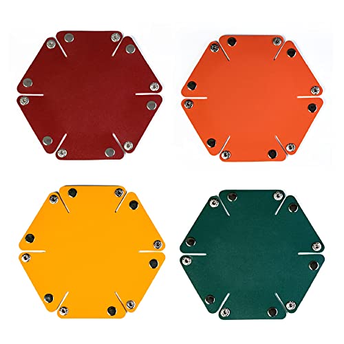 4-Pieces Dice Case & Storage Box PU Leather Folding Dice Holder | Round Dice Box, Dice Tray, Storage Polyhedral Dice, Dice Accessory, Jewelry Coin Storage, for Tabletop Games Board Games