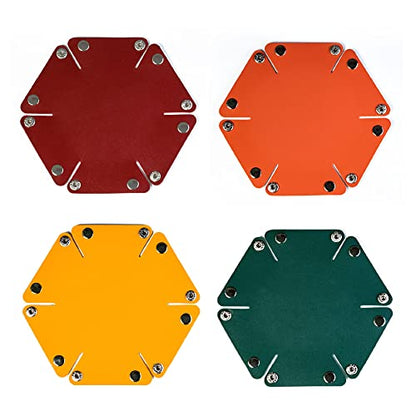 4-Pieces Dice Case & Storage Box PU Leather Folding Dice Holder | Round Dice Box, Dice Tray, Storage Polyhedral Dice, Dice Accessory, Jewelry Coin Storage, for Tabletop Games Board Games
