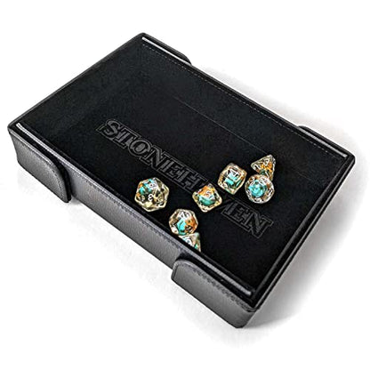 Stonehaven Winter Black Dice Tray - Foldable Magnetic Velvet and PU Leather Rolling Tray for RPG, DND, and Tabletop Games - style: Winter Black