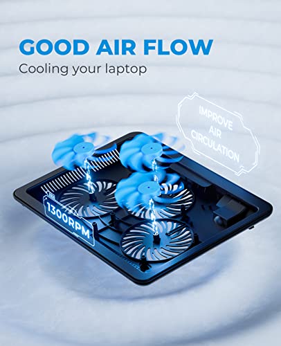 havit HV-F2056 15.6"-17" Laptop Cooler Cooling Pad - Slim Portable USB Powered (3 Fans), Black/Blue - color: Black+Blue