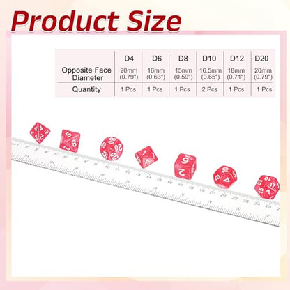 uxcell Polyhedral Dice Set, 7 Pcs Acrylic Dice for Role Playing Table Games Tabletop Gaming Accessories, Sparkling Pink - color: Sparkling Pink