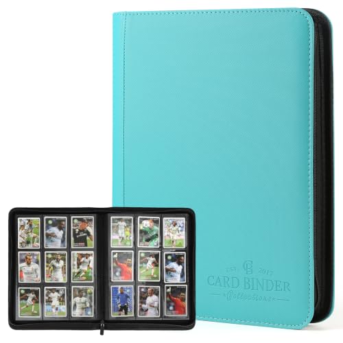 9 Pockets Card Binder,Premium Zip Trading Card Binder,540 Double Sided Pocket PU Collection Binder, Collector Album, Card Folder for MTG, TCG, Business Cards.(Lakeblue) - color: lakeblue, size: 9 Pocket 540