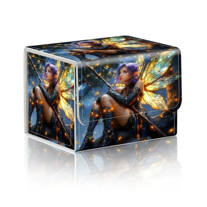 Trading Card Storage Box, Holds 100+ for MTG Cards, Premium PU Leather with Magnetic Closure, Fairy With Luminous Wings Durable Deck Box for Magic the Gathering, Trading Card Games - color: Fairy With Luminous Wings