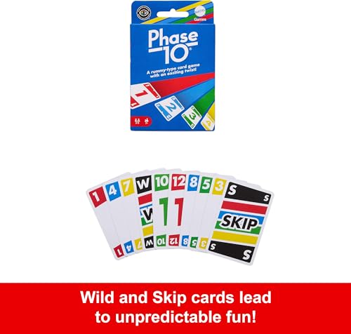Mattel Games Phase 10 Card Game in Storage Tin for Ages 7+ - style: Phase 10