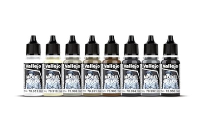 Vallejo - Black & White Acrylic Paint Set | Model Color | Figure Color Series Miniature Model Kit to Achieve Different Nuances with Artist-Grade Pigments | 8 Bottles x 18 ml. (0.60 fl.oz) - style: Black & White