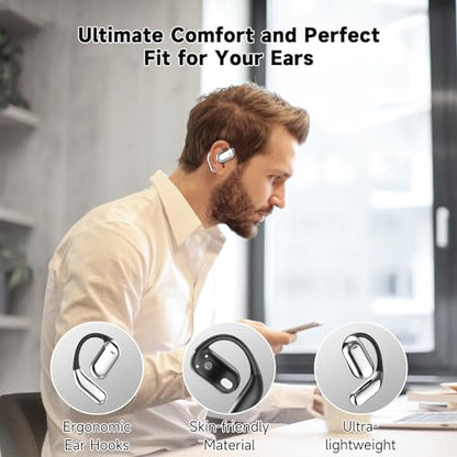 Open Ear Earbuds Wireless Bluetooth 6.1, Bluetooth Earbuds with Earhooks, HiFi Stereo Open Ear Headphones with ENC Mic, IP7 Waterproof Wireless Headphones for Running, Sports, Workout and Business