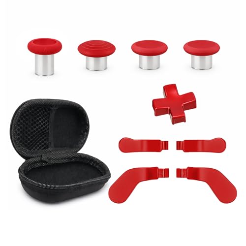 Elite Series 2 Paddles Accessories, Metal Thumbsticks Replacement Buttons for Xbox One Elite Series 2 Core, 9 in 1 Component Pack Includes 4 Joysticks, 4 Paddles and 1 Dpad(Red) - color: Red