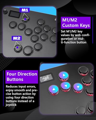 GuileKeys Leverless Controller Arcade Stick GF-16, Aluminium Alloy All-Button Arcade Controller for PS4/PS3/PC/Switch, Arcade Fight Stick with RGB/Turbo/Hot-Swap, Black
