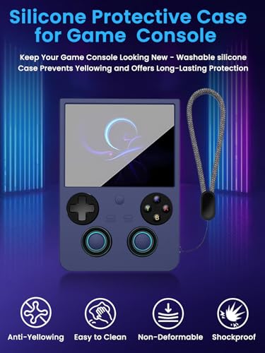 for ANBERNIC RG477V 4.7" Silicone Grip Case – Shockproof Non-Slip Full Protective Cover with Kickstand, Anti-Scratch Drop Protection Gaming Console Case (Dark Blue