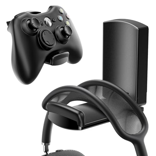 Sticky Headphone Stand Controller Holder - EURPMASK Upgraded Adhesive Gaming Headset Hook, Headphone Holder for Desk with Soft Rubber Pads, Universal PC Gaming Accessory Controller Headset Stand,Black - color: Black