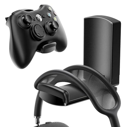 Sticky Headphone Stand Controller Holder - EURPMASK Upgraded Adhesive Gaming Headset Hook, Headphone Holder for Desk with Soft Rubber Pads, Universal PC Gaming Accessory Controller Headset Stand,Black - color: Black