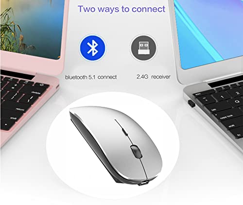 PeiBO Bluetooth 5.2 Wireless Dual-Mode Mouse, Gray Black, 2022 Model - color: Gray black
