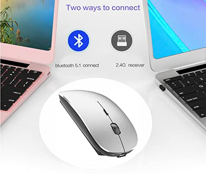 PeiBO Bluetooth 5.2 Wireless Dual-Mode Mouse, Gray Black, 2022 Model - color: Gray black