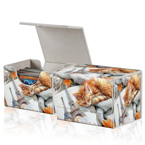 for MTG Commander Deck Box,Card Deck Box for Trading Yugioh MTG,Fits 100 Double Sleeved Cards,PU Leather Strong Magnet Case for Magic Commander TCG CCG,Cat Book - color: Cat Book
