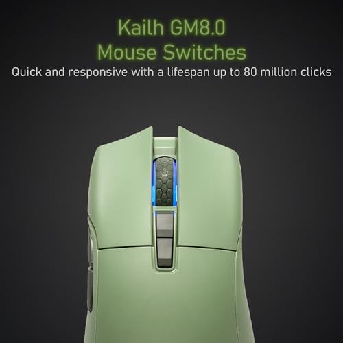 iRocks M31R Wireless Gaming Mouse, Triple Mode 2.4G/ Bluetooth/USB-C Detachable Cable Gaming Mouse, Kailh GM8.0 Mouse Switches, Advanced PixArt PAW3395 Optical Sensor, Up to 26,000 DPI - Olive Green - color: Olive Green