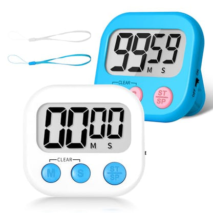 ZILLEEN Classroom Timer for Kids Teachers 2 Pack Digital Timers, Blue & White - color: White & Blue
