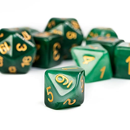 11PCS Resin DND Dice Set Green Jade D&D Dice for RPG Tabletop Games | Leather Storage Bag, Imitation Jade, DM Gift, for Dungeons and Dragons Role Playing Games - color: 11pcs Green Jade