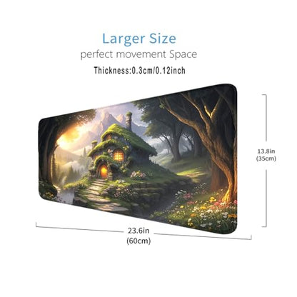 MTG Playmat- Stitched Edges Forest TCG Playmat-Non-Slip Landscape Play Mat Smooth Surface Rubber Base Board Game Mousepad 24x14 inches for Trading Card Game Playing with Storage Bags - color: Tree House Stitched Edges Mats