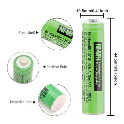 OSIM 8Pack BK-40AAABU Ni-MH AAA Rechargeable Batteries 1.2V AAA Ni-MH Rechargeable Batteries 400mah for Panasonic Cordless Phones, Remote Controls, Electronics - size: SL400-8 PCS