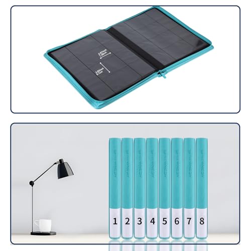 Snekdy premium 1024-pocket trading card binder, 16-pocket cards album, waterproof PU-leather Cover album with side loading, holds gaming, baseball, basketball & sports cards Turquoise - color: Turquoise