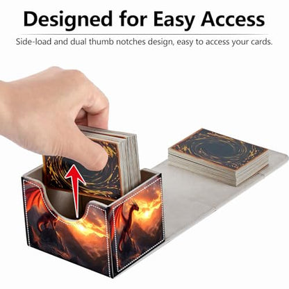 Strong Magnet for TCG MTG Commander Deck Box Playing Card Case Magic Deck Box Creative Pattern Trading Card Storage Box for Collectible Games, Golden Fire Dragon - color: Golden Fire Dragon